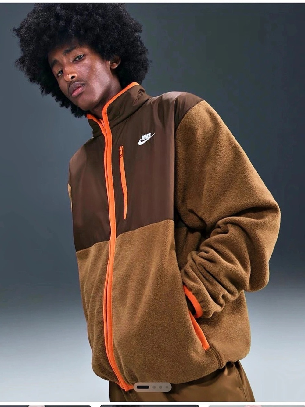 Nike Sportswear Sport Essentials+ Full-Zip Fleece Jacket Brown & Orange